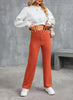 Casual High Waist Button Straight Pants