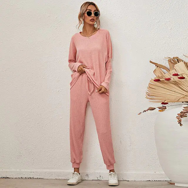 Fashion Casual Solid Sleepwear Set