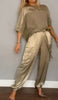 Smooth Satin Women's Short-Sleeved Casual Pants Two-Piece Set