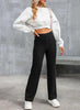 Casual High Waist Button Straight Pants